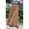 imageCHARTOU Womens Back Elastic Waist Leopard Print Shirring Pleated A Line Maxi Long SkirtYellow