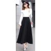 imageCHARTOU Womens Stretchy High Waist Woolen Flared A Line Swing Maxi Long SkirtBlack
