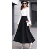 imageCHARTOU Womens Stretchy High Waist Woolen Flared A Line Swing Maxi Long SkirtBlack
