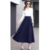 imageCHARTOU Womens Stretchy High Waist Woolen Flared A Line Swing Maxi Long SkirtBlue