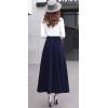 imageCHARTOU Womens Stretchy High Waist Woolen Flared A Line Swing Maxi Long SkirtBlue
