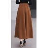 imageCHARTOU Womens Stretchy High Waist Woolen Flared A Line Swing Maxi Long SkirtCaramel
