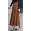 imageCHARTOU Womens Stretchy High Waist Woolen Flared A Line Swing Maxi Long SkirtCaramel