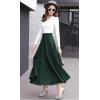 imageCHARTOU Womens Stretchy High Waist Woolen Flared A Line Swing Maxi Long SkirtDark Green