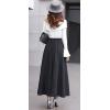 imageCHARTOU Womens Stretchy High Waist Woolen Flared A Line Swing Maxi Long SkirtGrey