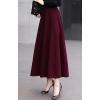 imageCHARTOU Womens Stretchy High Waist Woolen Flared A Line Swing Maxi Long SkirtWine Red