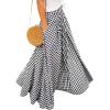 imageCHARTOU Womens Summer Elastic High Waist Plaid Ruffled Maxi Skirt Swing Flowy A Line SkirtBlack