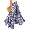 imageCHARTOU Womens Summer Elastic High Waist Plaid Ruffled Maxi Skirt Swing Flowy A Line SkirtBlue
