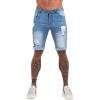 imageCHARTOU Mens Summer MidRise Distressed Roll Up Cuffed Knee Length Denim ShortsBlue