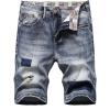 imageCHARTOU Mens Vintage Washed Distressed Broken Ripped Classic Fit Denim Jean Shorts with HolesDark Blue