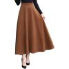 imageCHARTOU Womens Stretchy High Waist Woolen Flared A Line Swing Maxi Long SkirtCaramel