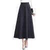 imageCHARTOU Womens Stretchy High Waist Woolen Flared A Line Swing Maxi Long SkirtGrey