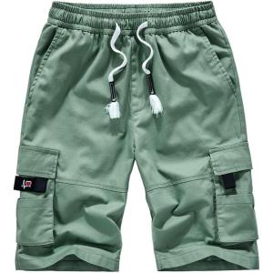 imageCHARTOU Mens Camo Drawstring Multi Pockets Ripstop Walk Tooling Cargo ShortsLight Green