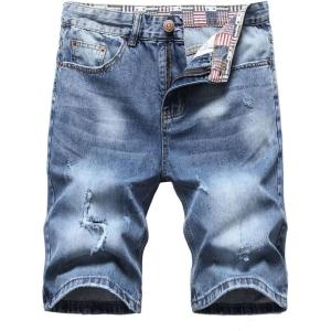 imageCHARTOU Mens Vintage Washed Distressed Broken Ripped Classic Fit Denim Jean Shorts with HolesLight Blue