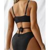 imageCHARTOU Womens Sexy 2 Piece Triangle Bikini Sets Crisscross Tie Beach Thong Swimsuit with PadsBlack