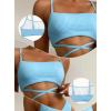 imageCHARTOU Womens Sexy 2 Piece Triangle Bikini Sets Crisscross Tie Beach Thong Swimsuit with PadsBlue