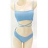 imageCHARTOU Womens Sexy 2 Piece Triangle Bikini Sets Crisscross Tie Beach Thong Swimsuit with PadsBlue