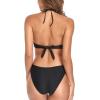 imageCHARTOU Womens Sexy Tassel One Piece Swimsuit Cutout Halter Beach Bikini Bathing Suit MonokiniBlack