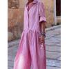 imageCHARTOU Women Plaid Jumpsuit Button Shirt Roll Up Long Sleeve Romper Gingham Wide Leg Jumpsuit Flowy Pants One PiecePink