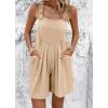 imageCHARTOU Women Summer Loose Bib Romper Short Overalls Pleated Cotton Linen Jumpsuit Sleeveless Wide Leg Overalls RomperApricot