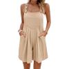 imageCHARTOU Women Summer Loose Bib Romper Short Overalls Pleated Cotton Linen Jumpsuit Sleeveless Wide Leg Overalls RomperApricot