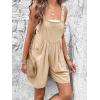 imageCHARTOU Women Summer Loose Bib Romper Short Overalls Pleated Cotton Linen Jumpsuit Sleeveless Wide Leg Overalls RomperApricot