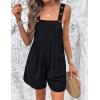 imageCHARTOU Women Summer Loose Bib Romper Short Overalls Pleated Cotton Linen Jumpsuit Sleeveless Wide Leg Overalls RomperBlack