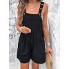 imageCHARTOU Women Summer Loose Bib Romper Short Overalls Pleated Cotton Linen Jumpsuit Sleeveless Wide Leg Overalls RomperBlack