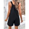 imageCHARTOU Women Summer Loose Bib Romper Short Overalls Pleated Cotton Linen Jumpsuit Sleeveless Wide Leg Overalls RomperBlack