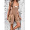 imageCHARTOU Women Summer Loose Bib Romper Short Overalls Pleated Cotton Linen Jumpsuit Sleeveless Wide Leg Overalls RomperBrown