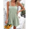 imageCHARTOU Women Summer Loose Bib Romper Short Overalls Pleated Cotton Linen Jumpsuit Sleeveless Wide Leg Overalls RomperPea Green