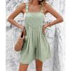 imageCHARTOU Women Summer Loose Bib Romper Short Overalls Pleated Cotton Linen Jumpsuit Sleeveless Wide Leg Overalls RomperPea Green