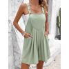 imageCHARTOU Women Summer Loose Bib Romper Short Overalls Pleated Cotton Linen Jumpsuit Sleeveless Wide Leg Overalls RomperPea Green