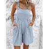 imageCHARTOU Women Summer Loose Bib Romper Short Overalls Pleated Cotton Linen Jumpsuit Sleeveless Wide Leg Overalls RomperSky Blue