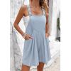 imageCHARTOU Women Summer Loose Bib Romper Short Overalls Pleated Cotton Linen Jumpsuit Sleeveless Wide Leg Overalls RomperSky Blue
