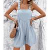 imageCHARTOU Women Summer Loose Bib Romper Short Overalls Pleated Cotton Linen Jumpsuit Sleeveless Wide Leg Overalls RomperSky Blue