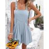 imageCHARTOU Women Summer Loose Bib Romper Short Overalls Pleated Cotton Linen Jumpsuit Sleeveless Wide Leg Overalls RomperSky Blue