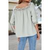 imageCHARTOU Womens Loose Lace Half Sleeve Ruffle Blouse Shirt Work Office Hollow Out Pullover TopLight Green