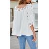 imageCHARTOU Womens Loose Lace Half Sleeve Ruffle Blouse Shirt Work Office Hollow Out Pullover TopWhite