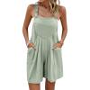 imageCHARTOU Women Summer Loose Bib Romper Short Overalls Pleated Cotton Linen Jumpsuit Sleeveless Wide Leg Overalls RomperPea Green