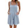 imageCHARTOU Women Summer Loose Bib Romper Short Overalls Pleated Cotton Linen Jumpsuit Sleeveless Wide Leg Overalls RomperSky Blue