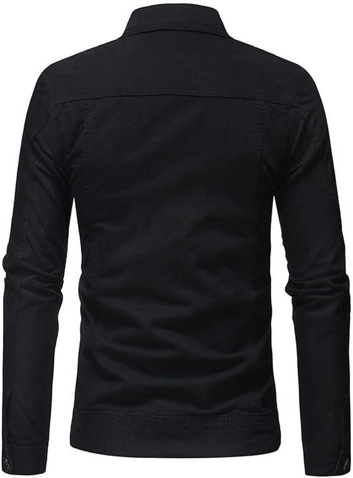 imageCHARTOU Mens Denim Jacket Casual Regular Fit Button Down Long Sleeve Jean Trucker JacketBlack