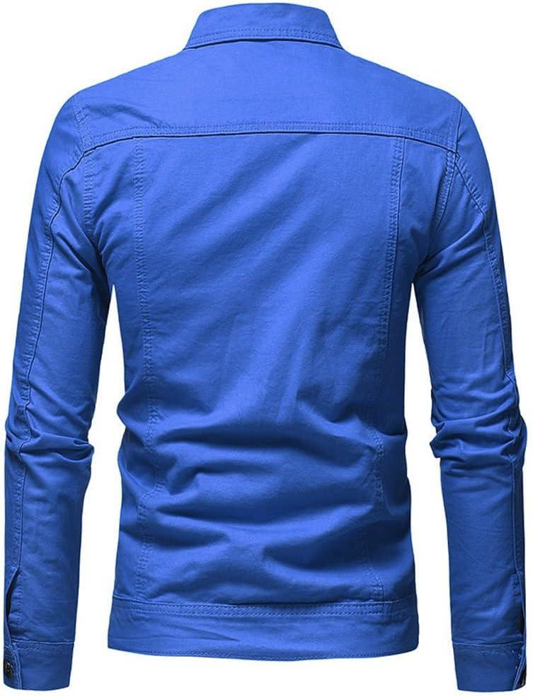 imageCHARTOU Mens Denim Jacket Casual Regular Fit Button Down Long Sleeve Jean Trucker JacketBlue