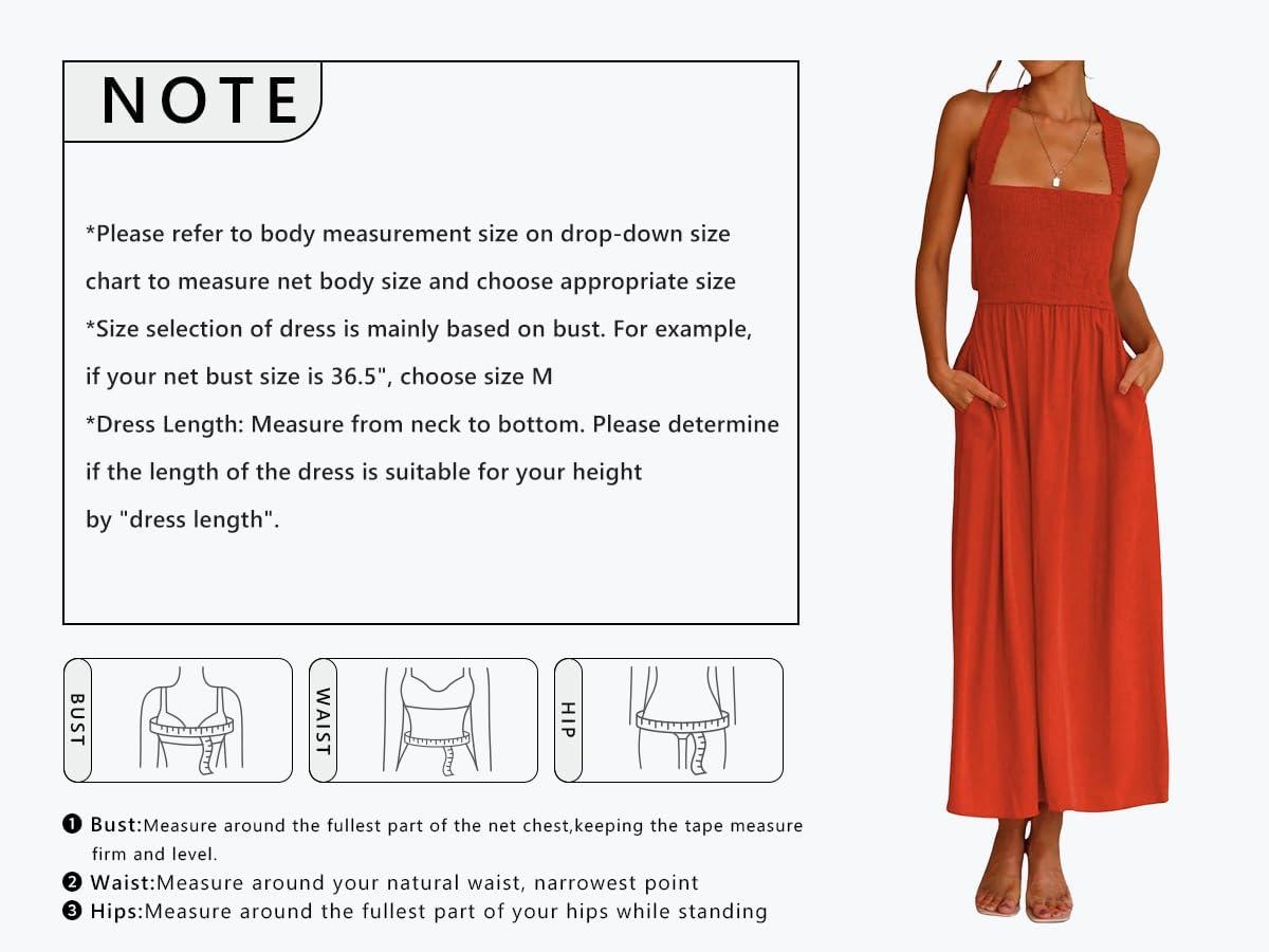 imageCHARTOU Women Sexy Spaghetti Strap Cut Out Smocked Dress Party Backless Flowy Midi Dress with PocketBlack