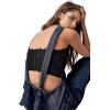 imageCHARTOU Casual Denim Jumpsuit for Women Overalls Wide Leg Jumpsuit Jeans Denim Bib Overalls Dungaree PocketsDark Blue