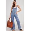 imageCHARTOU Casual Denim Jumpsuit for Women Overalls Wide Leg Jumpsuit Jeans Denim Bib Overalls Dungaree PocketsLight Blue