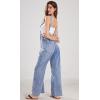 imageCHARTOU Casual Denim Jumpsuit for Women Overalls Wide Leg Jumpsuit Jeans Denim Bib Overalls Dungaree PocketsLight Blue