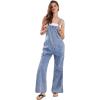 imageCHARTOU Casual Denim Jumpsuit for Women Overalls Wide Leg Jumpsuit Jeans Denim Bib Overalls Dungaree PocketsLight Blue