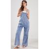 imageCHARTOU Casual Denim Jumpsuit for Women Overalls Wide Leg Jumpsuit Jeans Denim Bib Overalls Dungaree PocketsLight Blue