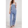 imageCHARTOU Casual Denim Jumpsuit for Women Overalls Wide Leg Jumpsuit Jeans Denim Bib Overalls Dungaree PocketsLight Blue